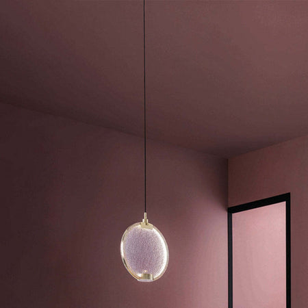 Sospensione-Contemporanea-Horo-Metallo-Ottone-Vetro-Rosa-Led-43,2W
