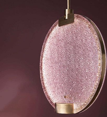 Sospensione-Contemporanea-Horo-Metallo-Ottone-Vetro-Rosa-Led-43,2W