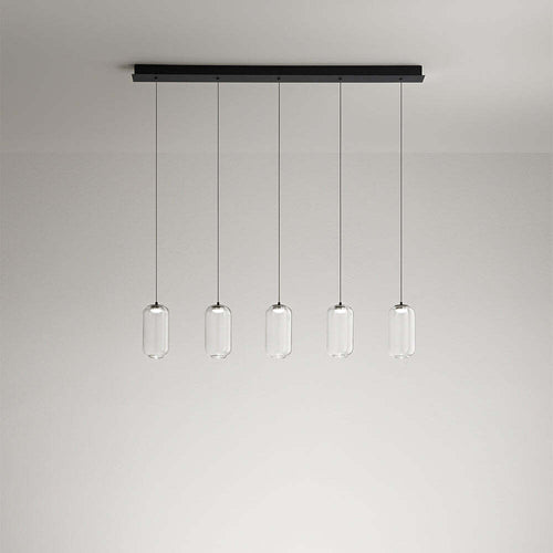 Sospensione-Contemporanea-Hunter-Metallo-Nero-5-Cavi-Led-5W