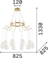 Sospensione-Contemporanea-Karousel-Metallo-Ottone-10-Luci-G9-3W-3000K-Luce-Calda