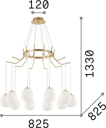 Sospensione-Contemporanea-Karousel-Metallo-Ottone-10-Luci-G9-3W-3000K-Luce-Calda