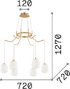 Sospensione-Contemporanea-Karousel-Metallo-Ottone-6-Luci-G9-3W-3000K-Luce-Calda