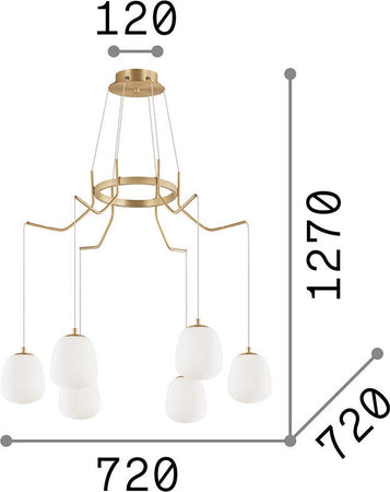 Sospensione-Contemporanea-Karousel-Metallo-Ottone-6-Luci-G9-3W-3000K-Luce-Calda