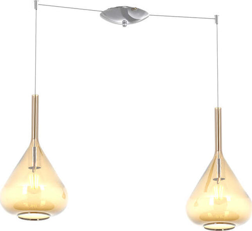 Sospensione-Contemporanea-Kona-Metallo-Cromo-Vetro-Ambra-2-Luci-E27