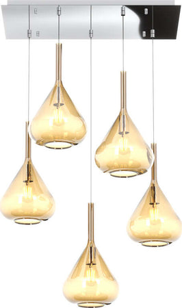Sospensione-Contemporanea-Kona-Metallo-Cromo-Vetro-Ambra-5-Luci-E27