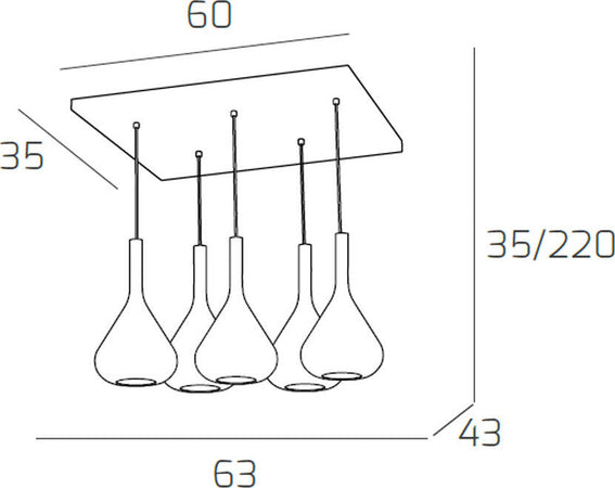 Sospensione-Contemporanea-Kona-Metallo-Cromo-Vetro-Ambra-5-Luci-E27
