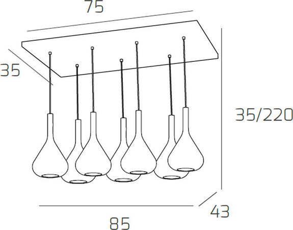 Sospensione-Contemporanea-Kona-Metallo-Cromo-Vetro-Ambra-7-Luci-E27