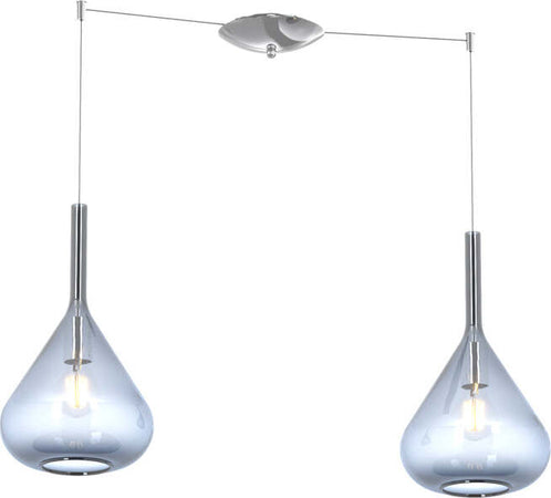 Sospensione-Contemporanea-Kona-Metallo-Cromo-Vetro-Blu-2-Luci-E27