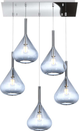 Sospensione-Contemporanea-Kona-Metallo-Cromo-Vetro-Blu-5-Luci-E27