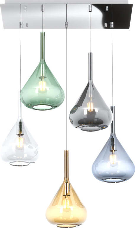 Sospensione-Contemporanea-Kona-Metallo-Cromo-Vetro-Multicolor-5-Luci-E27