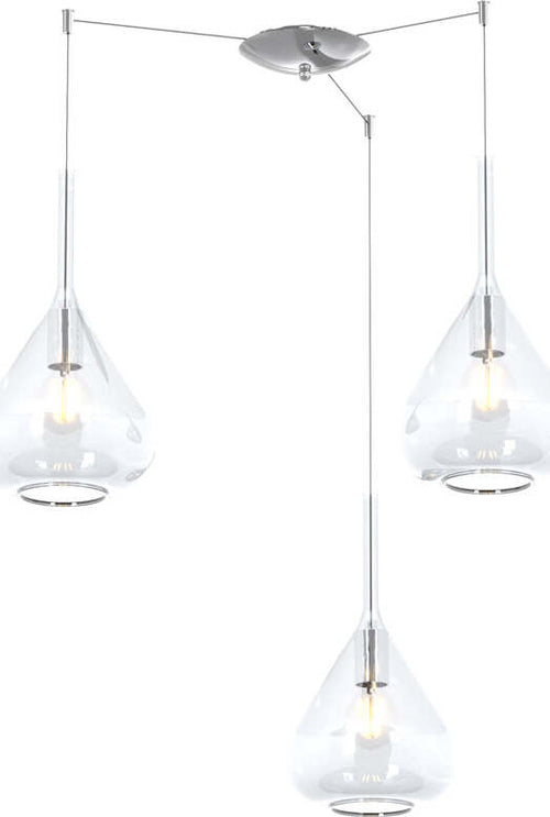 Sospensione-Contemporanea-Kona-Metallo-Cromo-Vetro-Trasparente-3-Luci-E27