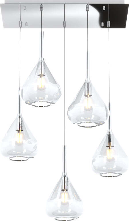 Sospensione-Contemporanea-Kona-Metallo-Cromo-Vetro-Trasparente-5-Luci-E27