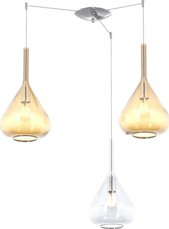 Sospensione-Contemporanea-Kona-Metallo-Cromo-Vetro-Trasparente-Ambra-3-Luci-E27