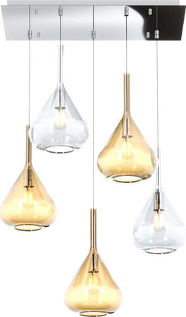 Sospensione-Contemporanea-Kona-Metallo-Cromo-Vetro-Trasparente-Ambra-5-Luci-E27