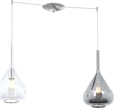 Sospensione-Contemporanea-Kona-Metallo-Cromo-Vetro-Trasparente-Fumè-2-Luci-E27