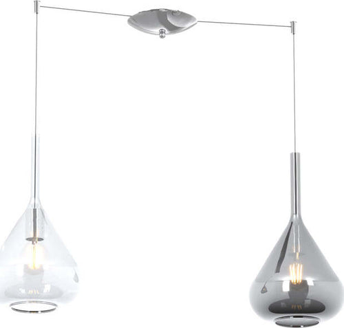 Sospensione-Contemporanea-Kona-Metallo-Cromo-Vetro-Trasparente-Fumè-2-Luci-E27