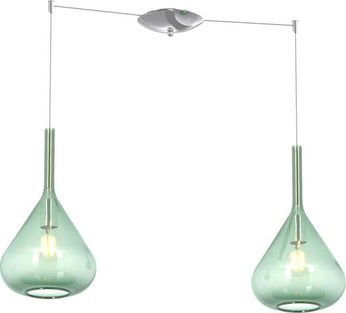 Sospensione-Contemporanea-Kona-Metallo-Cromo-Vetro-Verde-2-Luci-E27