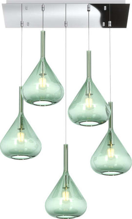 Sospensione-Contemporanea-Kona-Metallo-Cromo-Vetro-Verde-5-Luci-E27