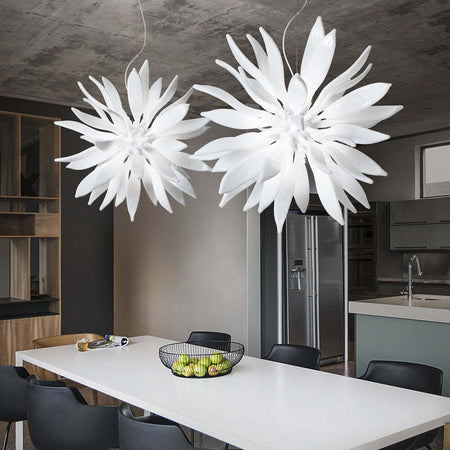 Sospensione-Contemporanea-Leaves-Metallo-Bianco-12-Luci-G9-3W-3000K-Luce-Calda