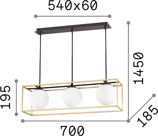 Sospensione-Contemporanea-Lingotto-Metallo-Ottone-3-Luci-E14
