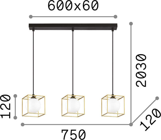 Sospensione-Contemporanea-Lingotto-Metallo-Ottone-3-Luci-G9-3W-3000K-Luce-Calda