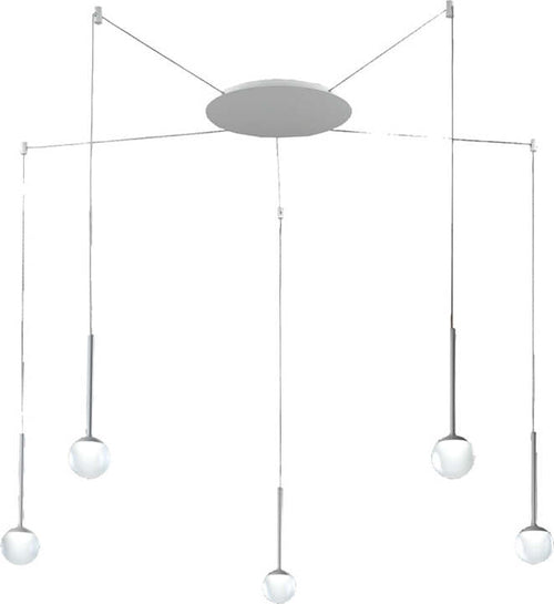 Sospensione-Contemporanea-Lollypop-Cavi-Distanziati-Metallo-Bianco-Led-35W