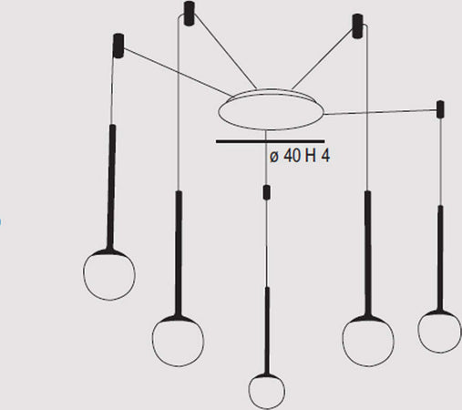 Sospensione-Contemporanea-Lollypop-Cavi-Distanziati-Metallo-Oro-Rosato-Led-35W
