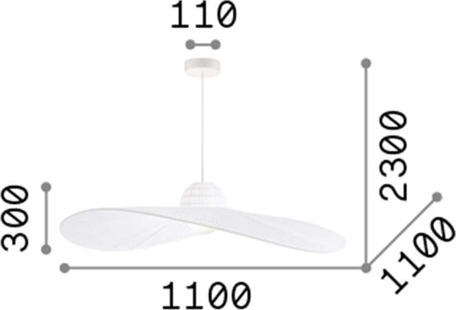 Sospensione-Contemporanea-Madame-Tessuto-Bianco-1-Luce-E27