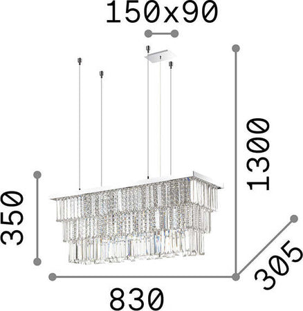 Sospensione-Contemporanea-Martinez-Metallo-Cristallo-Cromo-6-Luci-E14
