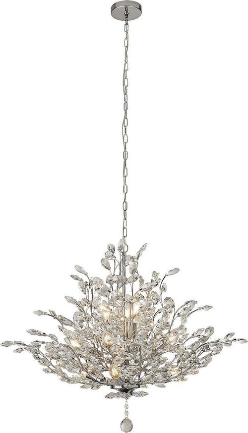 Sospensione-Contemporanea-Mazzo-Acciaio-Cromo-Vetro-Trasparente-11-Luce-E14