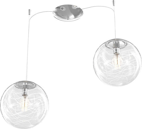 Sospensione-Contemporanea-Moon-Metallo-Cromo-Vetro-Bianco-2-Luci-E27-D.30Cm