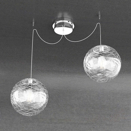 Sospensione-Contemporanea-Moon-Metallo-Cromo-Vetro-Bianco-2-Luci-E27-D.30Cm
