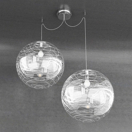 Sospensione-Contemporanea-Moon-Metallo-Cromo-Vetro-Bianco-2-Luci-E27-D.40Cm