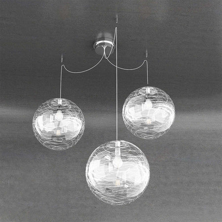 Sospensione-Contemporanea-Moon-Metallo-Cromo-Vetro-Bianco-3-Luci-E27-D.30Cm