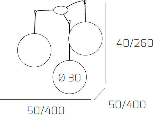 Sospensione-Contemporanea-Moon-Metallo-Cromo-Vetro-Bianco-3-Luci-E27-D.30Cm