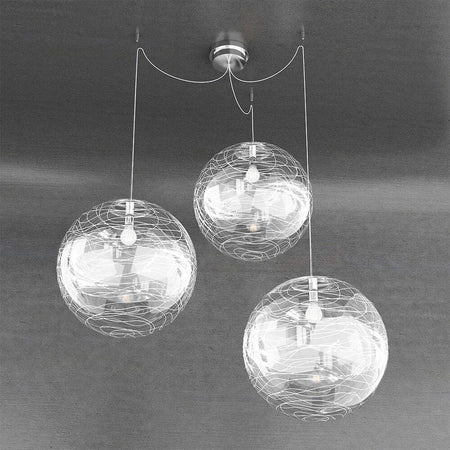 Sospensione-Contemporanea-Moon-Metallo-Cromo-Vetro-Bianco-3-Luci-E27-D.40Cm