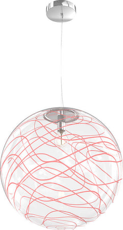 Sospensione-Contemporanea-Moon-Metallo-Cromo-Vetro-Rosso-1-Luce-E27-D.40Cm