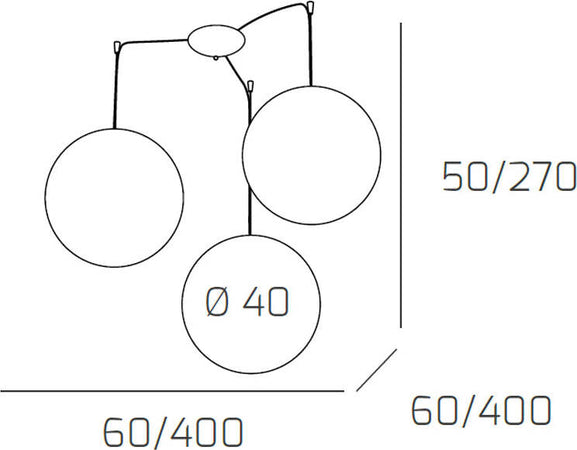 Sospensione-Contemporanea-Moon-Metallo-Cromo-Vetro-Rosso-3-Luci-E27-D.40Cm