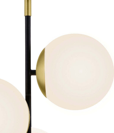 Sospensione-Contemporanea-Nostalgia-Metallo-Oro-Opaco-3-Luci-Diffusori-Bianchi