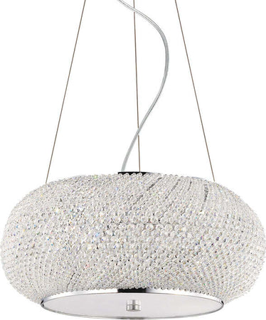 Sospensione-Contemporanea-Pasha'-Metallo-Cristallo-Cromo-6-Luci-E14