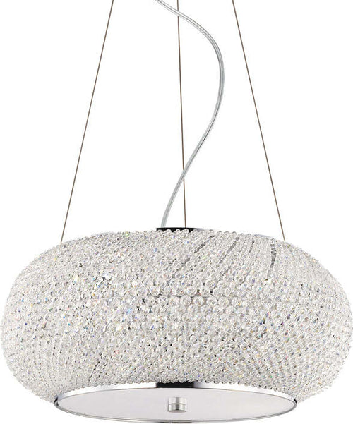 Sospensione-Contemporanea-Pasha'-Metallo-Cristallo-Cromo-6-Luci-E14