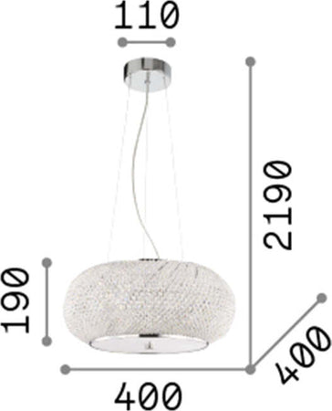 Sospensione-Contemporanea-Pasha'-Metallo-Cristallo-Cromo-6-Luci-E14