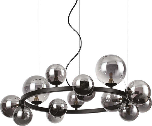 Sospensione-Contemporanea-Perlage-Metallo-Nero-14-Luci-G9-3W-3000K-Luce-Calda