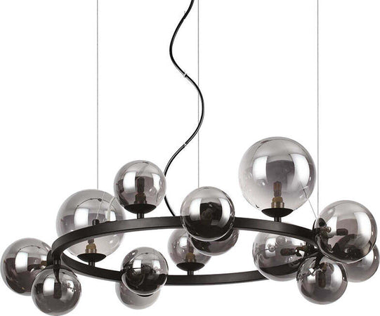Sospensione-Contemporanea-Perlage-Metallo-Nero-14-Luci-G9-3W-3000K-Luce-Calda