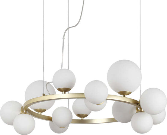 Sospensione-Contemporanea-Perlage-Metallo-Ottone-14-Luci-G9-3W-3000K-Luce-Calda