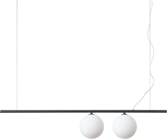 Sospensione-Contemporanea-Perline-Metallo-Nero-2-Luci-G9-3W-3000K-Luce-Calda