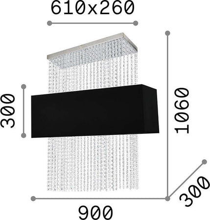 Sospensione-Contemporanea-Phoenix-Vetro,Tessuto,Cristallo-Bianco-5-Luci-E27