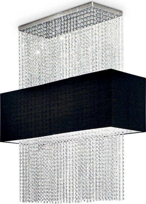 Sospensione-Contemporanea-Phoenix-Vetro,Tessuto,Cristallo-Nero-5-Luci-E27