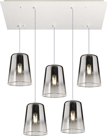 Sospensione-Contemporanea-Rett.-Shaded-Metallo-Bianco-Vetro-Cromo-5-Luci-E27