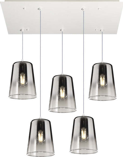 Sospensione-Contemporanea-Rett.-Shaded-Metallo-Bianco-Vetro-Cromo-5-Luci-E27